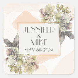 美しい水彩花束 スクエアシール