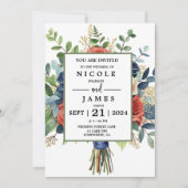 美しい水彩花束 招待状 (正面)