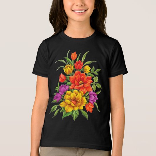 美しい水彩花束–34123 トライブレンドＴシャツ (正面)