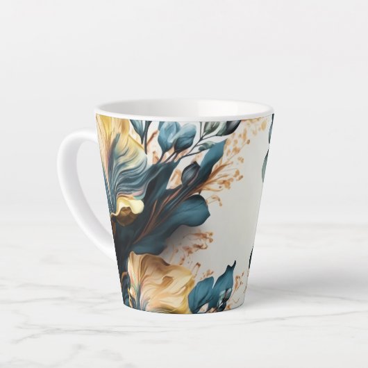 美しい水彩花柄 カフェラテマグ (左アングル)