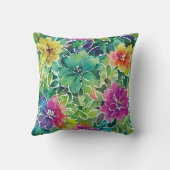 美しい水彩花模様 クッション (裏面)