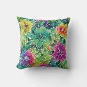 美しい水彩花模様 クッション (正面)