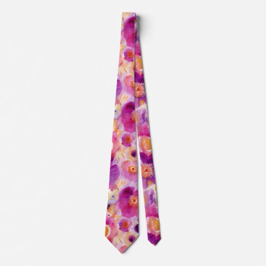 美しい水彩花模様 ネクタイ (正面)