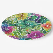 美しい水彩花模様 ペーパープレート (アングル)