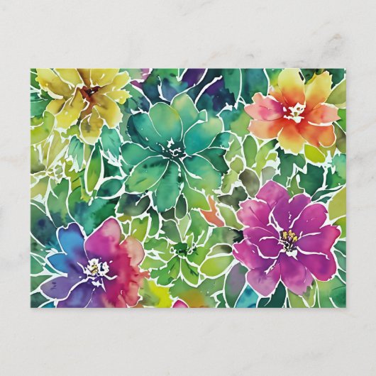 美しい水彩花模様 ポストカード (正面)