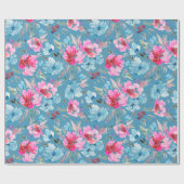 美しい水彩花模様 ラッピングペーパー (フラット)