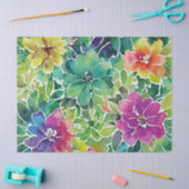 美しい水彩花模様 薄葉紙 (クラフト)