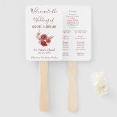 美しい水彩花結婚式プログラム ハンドファン (正面&裏面)