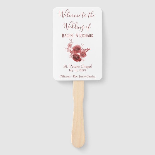 美しい水彩花結婚式プログラム ハンドファン (正面)