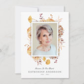美しい水彩花記念写真カード 招待状 (正面)