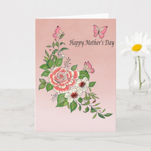 美しい水彩花 ハッピーマザーズデイ カード (小さな植物)