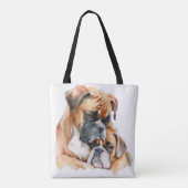 美しい水彩茶色のボクサー犬 トートバッグ (裏面)