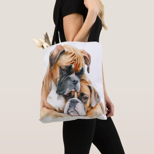 美しい水彩茶色のボクサー犬 トートバッグ (クローズアップ)