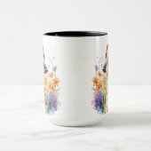 美しい水彩茶色の白いホイペット顔 マグカップ (中央)