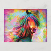 美しい水彩虹の馬はがき ポストカード (正面)