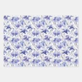 美しい水彩虹彩フラワーライトパープルアート ラッピングペーパーシート (正面3)