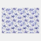 美しい水彩虹彩フラワーライトパープルアート ラッピングペーパーシート (正面2)