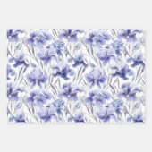 美しい水彩虹彩フラワーライトパープルアート ラッピングペーパーシート (正面)