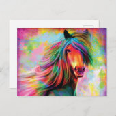 美しい水彩虹色の馬のポストカード ポストカード (正面/裏面)