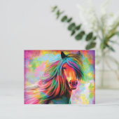 美しい水彩虹色の馬のポストカード ポストカード (スタンド正面)