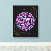 美しい水彩蝶と金ゴールド きらきら光る キャンバスプリント (インサイチュ (ウッドフロア))