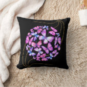 美しい水彩蝶と金ゴールド きらきら光る クッション (ブランケット)