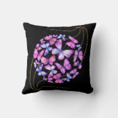 美しい水彩蝶と金ゴールド きらきら光る クッション (裏面)