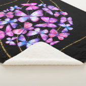 美しい水彩蝶と金ゴールド きらきら光る シェルパブランケット (3/4)