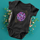 美しい水彩蝶と金ゴールド きらきら光る ベビーボディスーツ