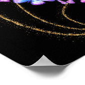 美しい水彩蝶と金ゴールド きらきら光る ポスター (角)