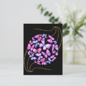 美しい水彩蝶と金ゴールド きらきら光る ポストカード (スタンド正面)