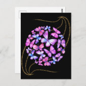 美しい水彩蝶と金ゴールド きらきら光る ポストカード (正面/裏面)