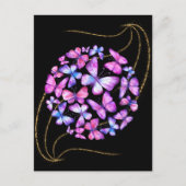 美しい水彩蝶と金ゴールド きらきら光る ポストカード (正面)