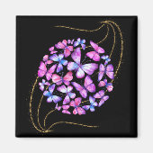 美しい水彩蝶と金ゴールド きらきら光る マグネット (正面)