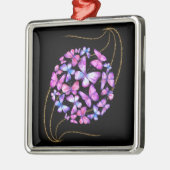 美しい水彩蝶と金ゴールド きらきら光る メタルオーナメント (左)