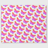 美しい水彩蝶パターン熱いピンク ラッピングペーパー (フラット)