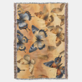 美しい水彩蝶 スローブランケット (正面縦)