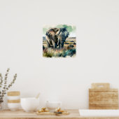 美しい水彩象 ポスター (キッチン)