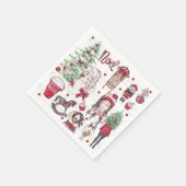 美しい水彩赤いクリスマスの要素 スタンダードカクテルナプキン (角)