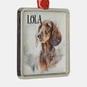 美しい水彩赤いダシュント犬 メタルオーナメント (右)