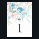 美しい水彩赤面バラと青い花 テーブルナンバー<br><div class="desc">美しい水彩赤面バラと青い花ロマンチック結婚なスイート。 https://www.zazzle.com/collections/blush_and_blue_wedding-119512416862977320</div>
