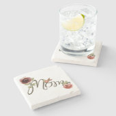 美しい水彩赤面ピンクローゼマザーズデイ ストーンコースター (横)