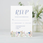 美しい水彩野の花の結婚式RSVP 出欠カード (スタンド正面)