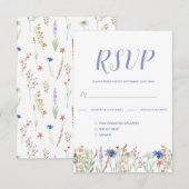 美しい水彩野の花の結婚式RSVP 出欠カード (正面/裏面)