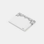 美しい水彩銀色の花と書道 ポストイット (アングル)