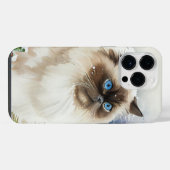 美しい水彩長毛ヒマラヤ猫 iPhoneケース (裏面横)