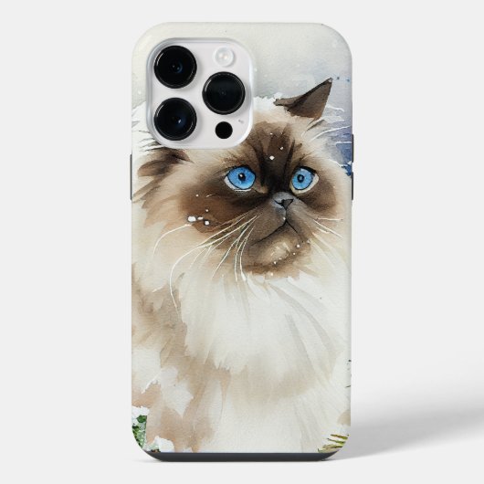 美しい水彩長毛ヒマラヤ猫 iPhoneケース (裏面)