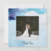 美しい水彩青とシアンのサンキューカード (正面)