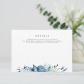 美しい水彩青フローラ結婚の詳細カード 出欠カード (スタンド正面)