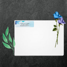 美しい水彩青結婚の差出人住所 ラベル